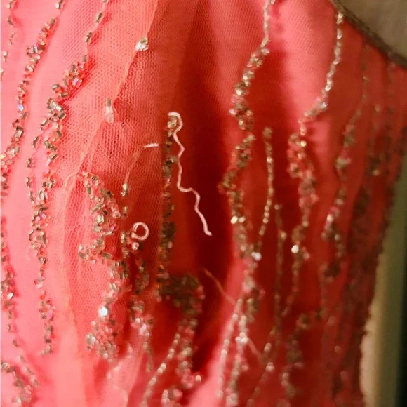 Alfred Angelo Coral Pink Beaded Princess Plus Size Prom Dress - Picture 13 of 16